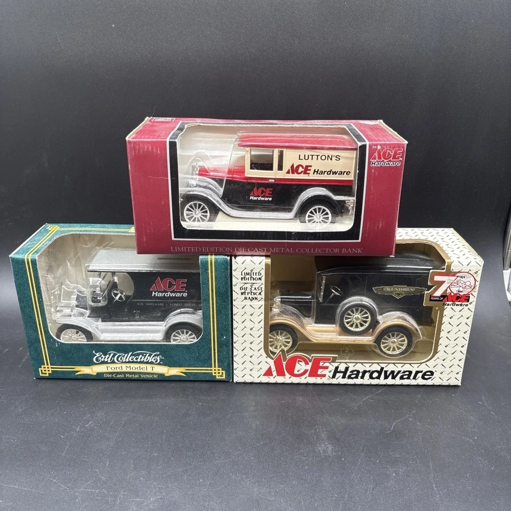 Ertl ACE Hardware Ford Model T Diecast Coin Banks Lot of 3 Luton 70th